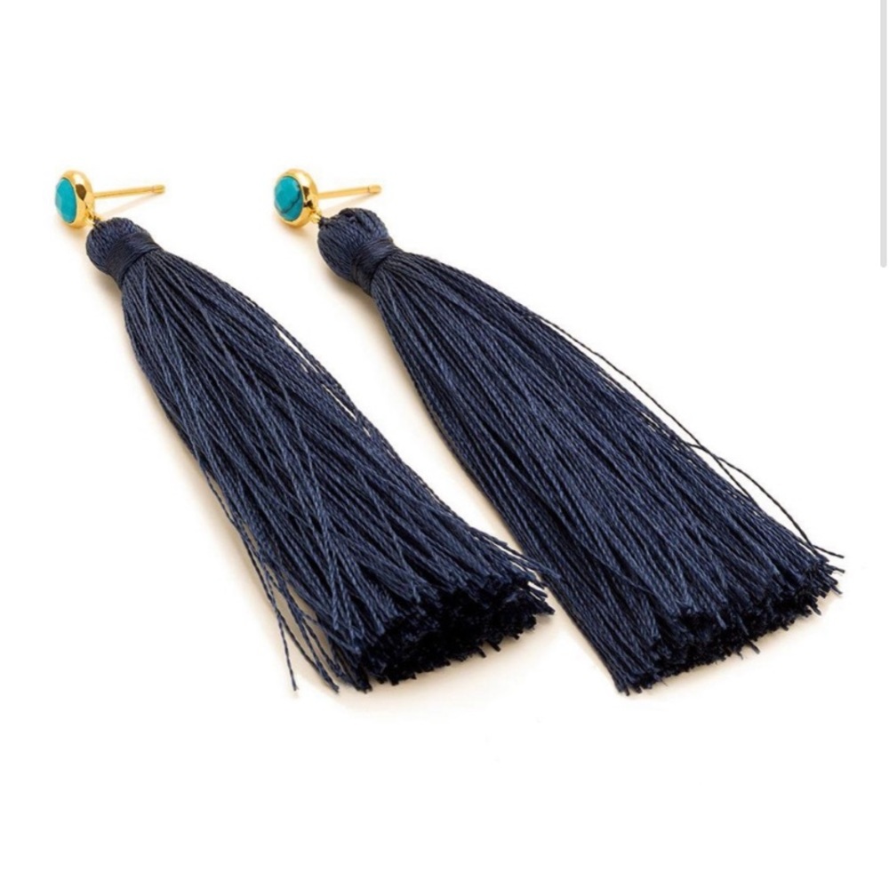 Gorjana Women’s Tulum Tassel Earrings - Navy Blue/Turquoise - Picture 2 of 5